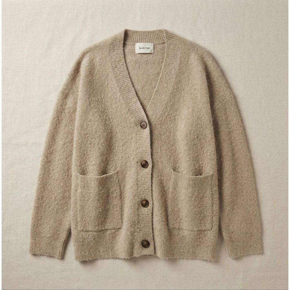 Jubylee Knit Oversized Button-Up Cardigan Size S/M in Oatmeal